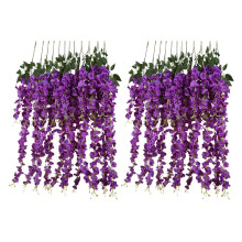 Artificial Silk Wisteria Vine Ratta Silk Hanging Flower Wedding Decor,12 Pieces,()