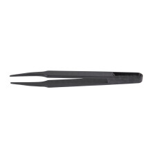 Industries Round Tip Straight Plastic Anti-Static Tweezers Black 20Pcs