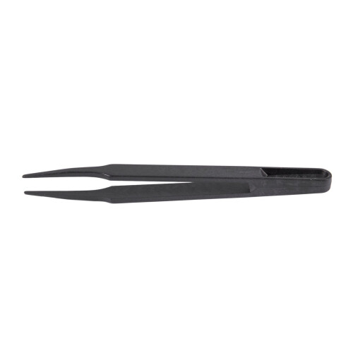 Industries Round Tip Straight Plastic Anti-Static Tweezers Black 20Pcs