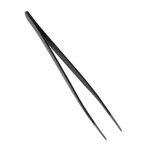 2X Black Metal Straight  Tip Tweezer 1