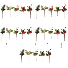 75 Pièces Rouges de Noël et Cônes de Pin avec Des Branches de Houx pour L'Artisanat de Fleurs de Décor Floral de Vacances