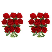 Artificial Rose Flower Red Silk Roses with Stem Flowers Bouquet Wedding Party Home Decor, Pack of 20 (Red)