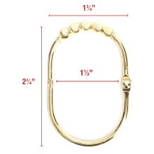 24 Pack Wide Shower Curtain Rings Hooks Set,Decorative Chrome Finish,Easy Glide Rollers,Rings for Shower Rods,Gold