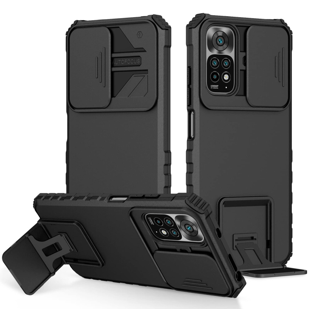 Case With Sliding Camera Cover, Shockproof Hard Shell And Kickstand, For Redmi Note 11 And 11S Black 9073542375074