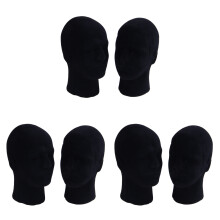 Polystyrene Black Foam Men Model Mannequin Dummy Stand Shop Display Hat, 6 x BLACK