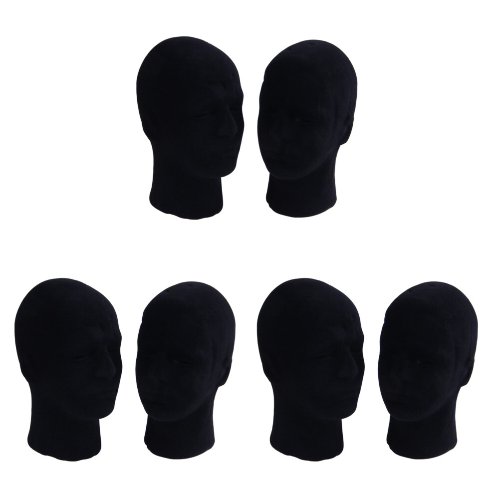 Typecat Polystyrene Black Foam Men Model Mannequin Dummy Stand Shop Display Hat, 6 X Black