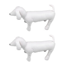2X Leather Dog Mannequins Standing Position Dog Models Toys Pet Animal Shop Display Mannequin White L