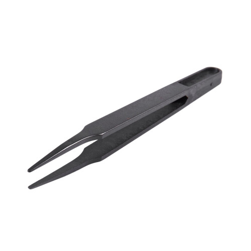 Industries Round Tip Straight Plastic Anti-Static Tweezers Black 20Pcs 2