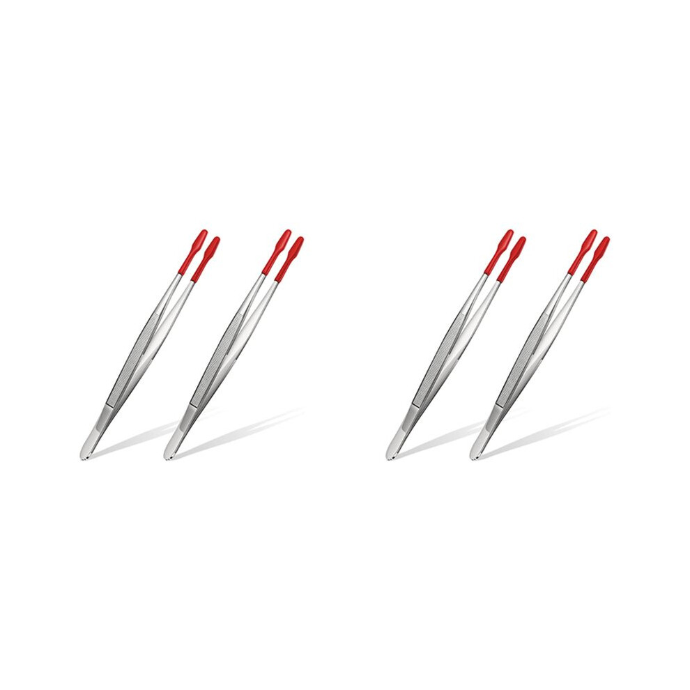 Typecat 4 Pieces Of Rubber Tip Tweezers Pvc Silicone Precision Tweezers Laboratory Industrial Hobby Tweezers Tool-Red