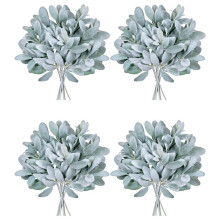 32Pcs Artificial Flocked Lambs Ear Leaves Stems Faux Lamb's Ear Branches Picks Greenery Sprays for Vase Bouquet Wreath