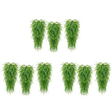 9 Pcs Artificial Hanging Ferns Plants Vine Fake Ivy Boston Fern Hanging Plant Outdoor UV Resistant Plastic Plants(Green)