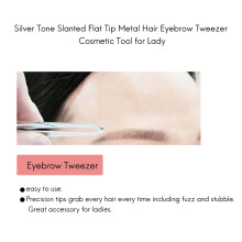 2X Silver Tone Slanted Flat Tip Metal Hair Eyebrow Tweezer Cosmetic Tool for Lady