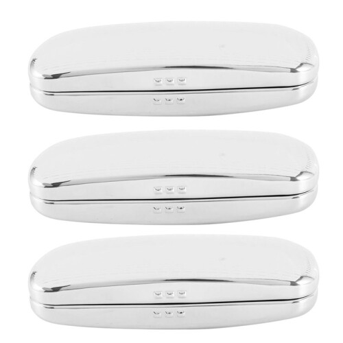 3X Glasses Case, Aluminum Hard Shell Eyeglasses Case Striped Spectacles Box
