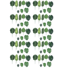 680 Pieces 8 Kinds Tropical Party Decorations Jungle Monstera Leaves , Artificial Leaves with Faux Stem
