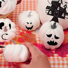 Halloween Weiß Künstliche Kürbis Dekoration Schaum Kürbis Desktop Kern das Erntedankfest Halloween Dekoration 28 Stück