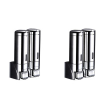 2st 2X300Ml Zeepdispenser Muur Muurbevestiging Hotel Shampoo Lotion Dispenser voor Vloeibare Zeep Roestvrijstalen Handzeepdispenser