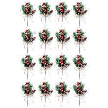 Red Berry Stems Pine Branches Evergreen Christmas Berries Decor 16 PCS Artificial Pine Cones Branch  Wreath Pick