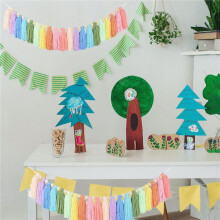 3pcs 37Inch Pastel Rainbow Tassel Garland with Wood Bead Colorful for Bedroom Wall Classroom Party Decor