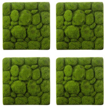 4X Tapete de Grama em Forma de Pedra para Interior Verde Gramado Artificial Tapetes de Relva Falso Musgo para Casa DecoraçãO da Varanda Do Hotel