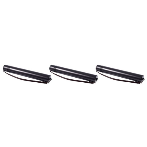 3X Black Plastic Drawing Picture Storage Tube Poster Scroll Holder