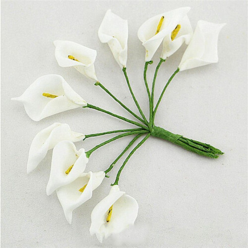 24Pcs  Calla Artificial Flower Bouquet Wedding Decoration DIY Wreath Gift White 1