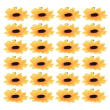 400 Pcs Artificial Sunflower Little Daisy Gerbera Flower Heads for Wedding Party Decor (Yellow&Coffee)
