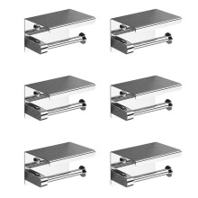 6X SUS 304 Stainless Steel Toilet Paper Holder with Phone Shelf, Bathroom Tissue Holder Toilet Paper Roll Holder