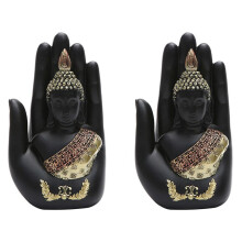 2X Thaise Boeddha in de Standbeeld Beeldje, Zen Boeddha Sculptuur-Indoor/Outdoor Decor voor Tuin, Terras, Veranda Yard Art Decor