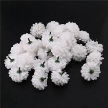 120 Pcs Carnations Artificial Flower Silk Spherical Heads Wedding Decor White