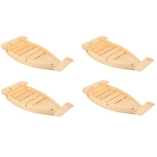 4pcs 42X17X7.5cm Japanese Cuisine Sushi Boats Sushi Tools Wood Handmade Simple Ship Sashimi Assorted