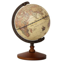 World Globe with Accurate Political Boundaries, Detailed Features and Elegant Wooden Base