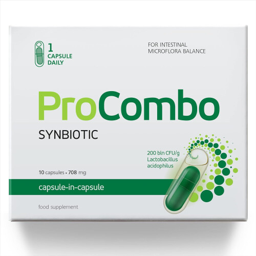 ProCombo Synbiotic Capsules Prebiotic & Probiotic Formula, 200 Billion CFU 10caps 1