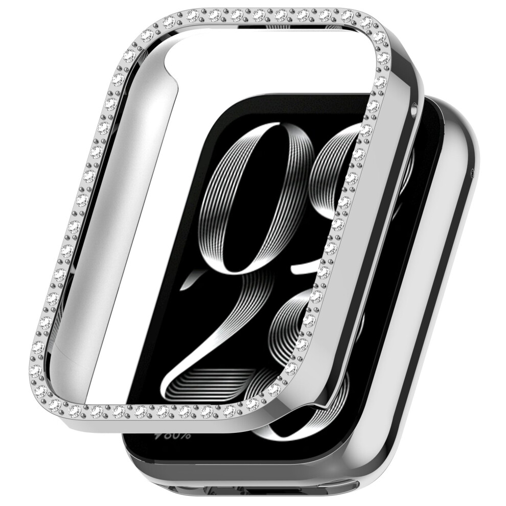 Protective Case With Diamond Bling, Scratchresistant Slim Frame For Xiaomi Smart Band 8 Pro Silver 9169991094656
