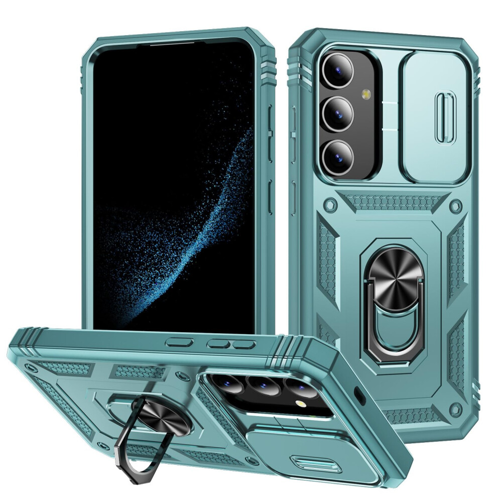 Shockproof Case With Kickstand And Slide Lens Protection 6.7 Inch For Galaxy S25 Plus Green 9073542375890
