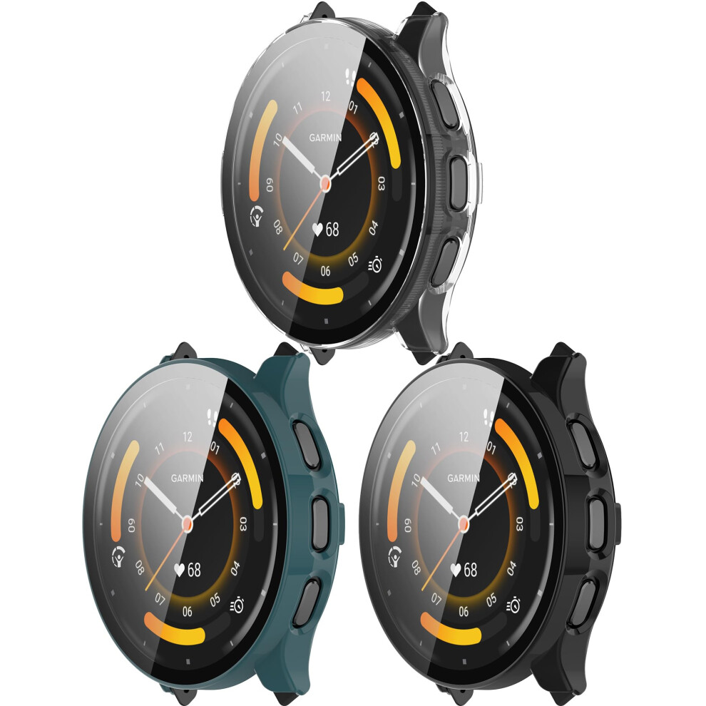 Case With Screen Protector For Garmin Venu 3 45Mm, Full Cover 3Pack Clear Black/Green 9169991094946