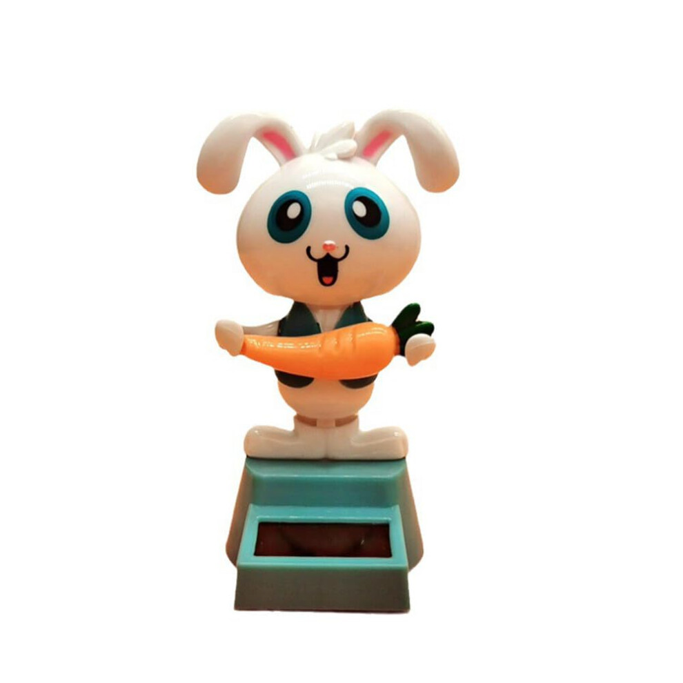 Solar Powered Dancing Rabbit Car Dashboard Ornament Cute Battery Figurine For Home Office Light 9053599471738