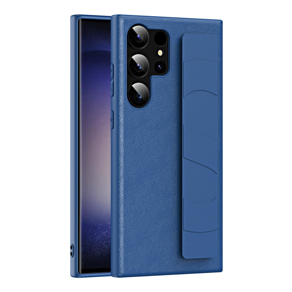 Leather Case For Samsung Galaxy S25 Plus, Ultra Thin Business Cover With Wrist Strap Shockproof Protection Blue 9073542376057