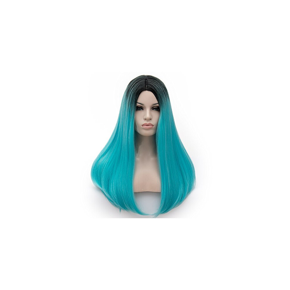 Women's Long Straight Blue Cosplay Wig 65cm with Wig Cap, NaturalLooking Adjustable Fit