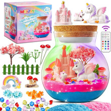 Unicorn Terrarium Kit with Remote Lighting DIY Craft Birthday Gift Night Light for Girls