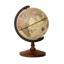 Vintage World Globe with Wooden Base, Rotating Antique Desk Globe for Home Office or Study Decor