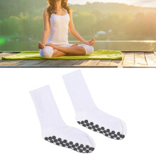 Non Skid Crew Socks Breathable Silicone Grippy Socks for Yoga & Sports, 3 Pairs