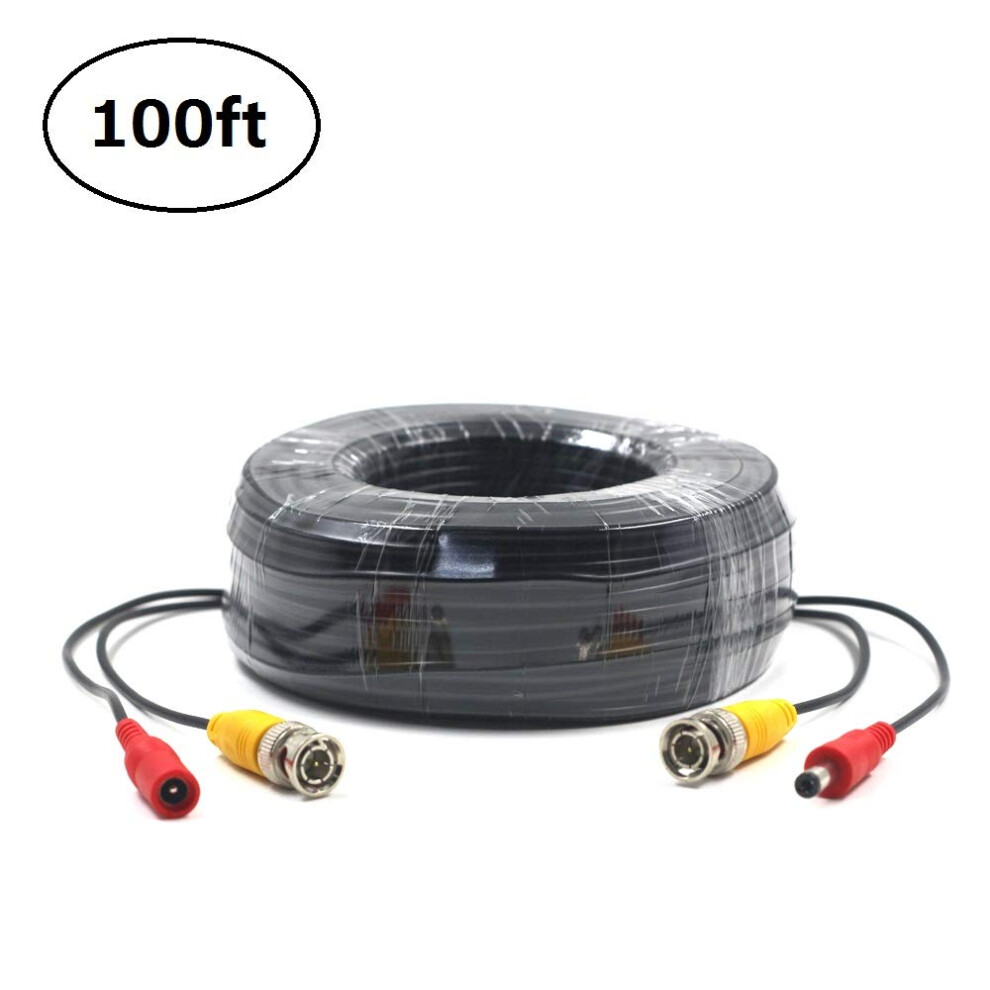 100Ft Bnc Security Camera Cable Video Power 2In1 For Cctv Dvr Surveillance, Black 9073542377399