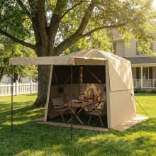 Outsunny Pop Up Gazebo Waterproof with Awning 2 x 2 m Khaki