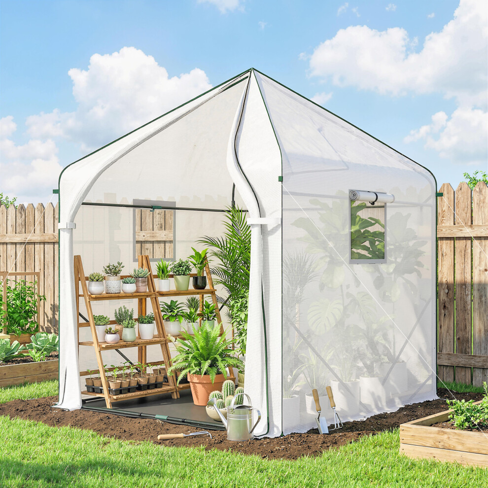Outsunny Large Plant House With Roll-Up Door White
