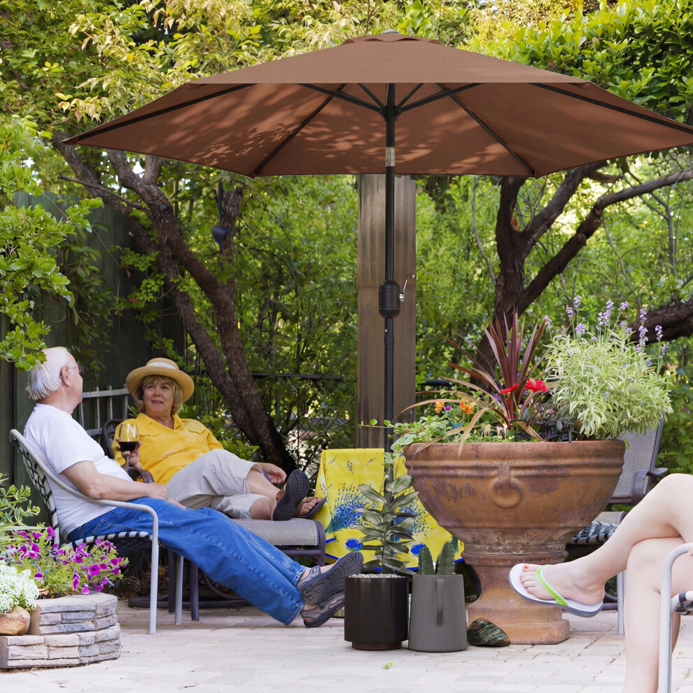 Outsunny 2.6M Garden Parasol Umbrella With Aluminium Pole, Tilt, Crank
