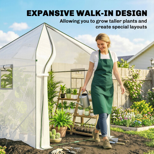 Outsunny Outsunny Large Plant House with Roll-up Door White 2