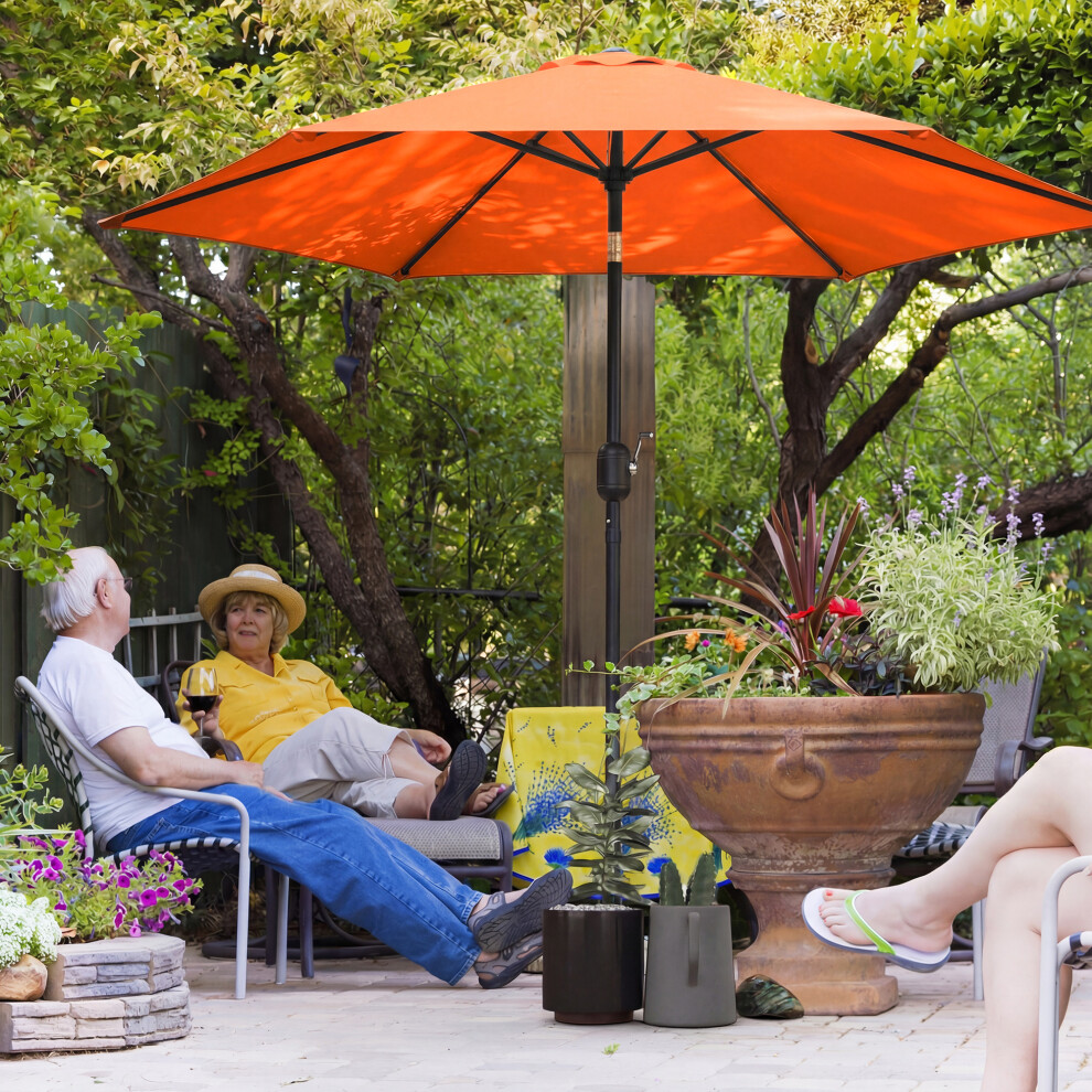 Outsunny 2.6M Garden Parasol Umbrella With Aluminium Pole, Tilt, Crank