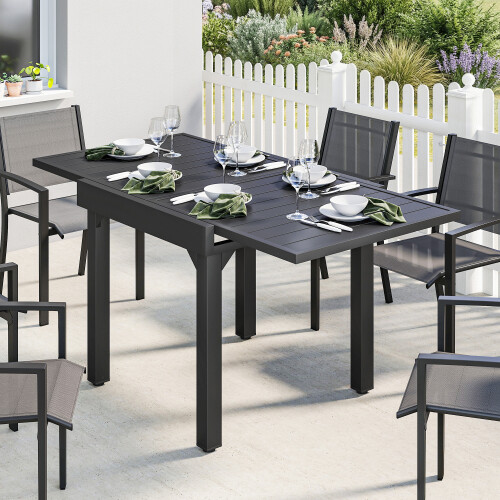 Outsunny Mesa Jardín Extensible Negro 160 x 80 x 75 cm 1