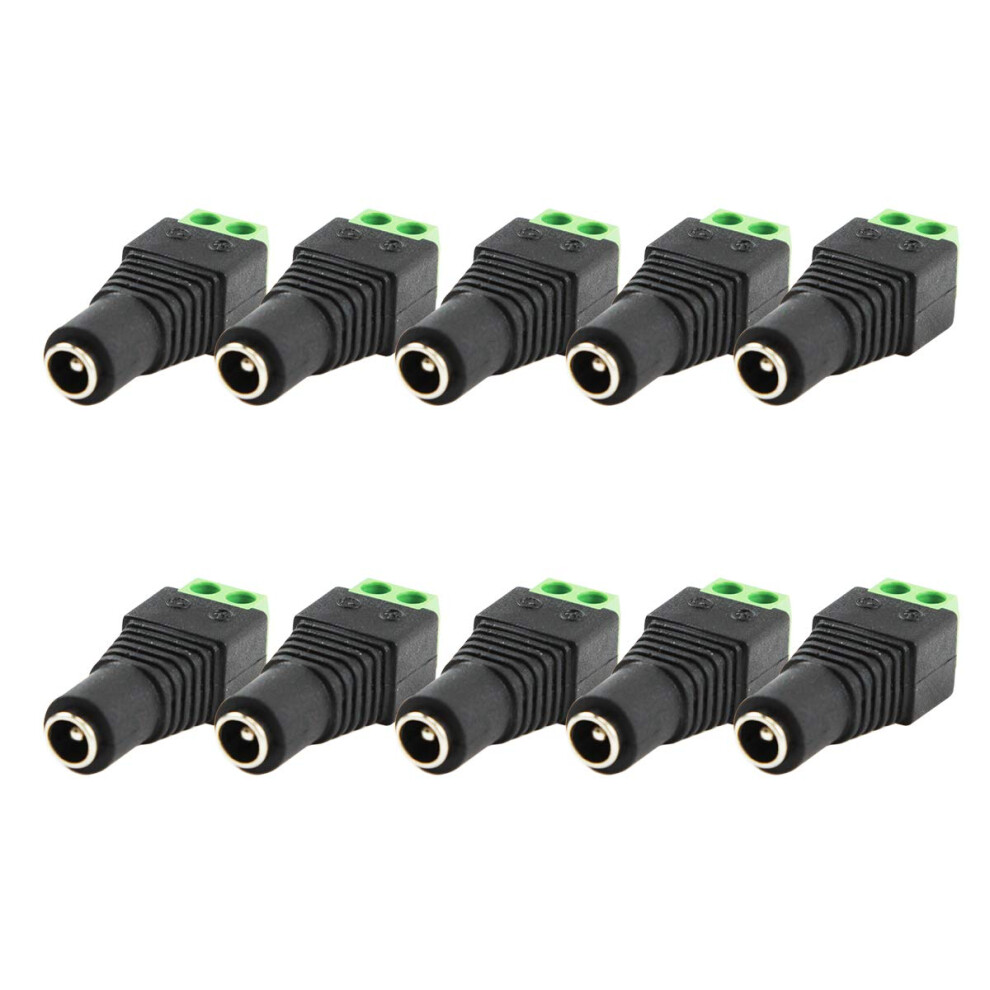 Cctv Power Connector 5.5Mm X 2.1Mm Female Dc Barrel Adapter For Security Cameras, Pack Of 10 9169991098234