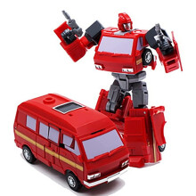4 Inch Durable ABS Transforming Robot Toy with Smooth Articulated Joints, Pocket Series HS07